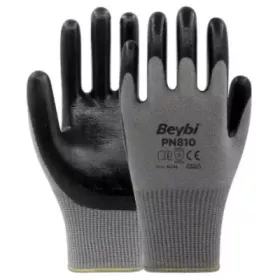 Gants de travail enduits nitrile PN810 gris et noir T9/T10