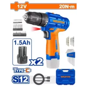 Visseuse sans fil 12 V avec 2 batteries et 32 accessoires WADFOW WCDS525