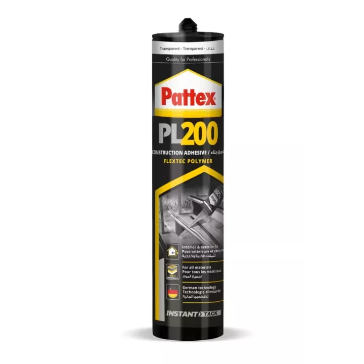 Silicone-Colle Pattex PL 200 | Fixation Forte Extérieur & Intérieur