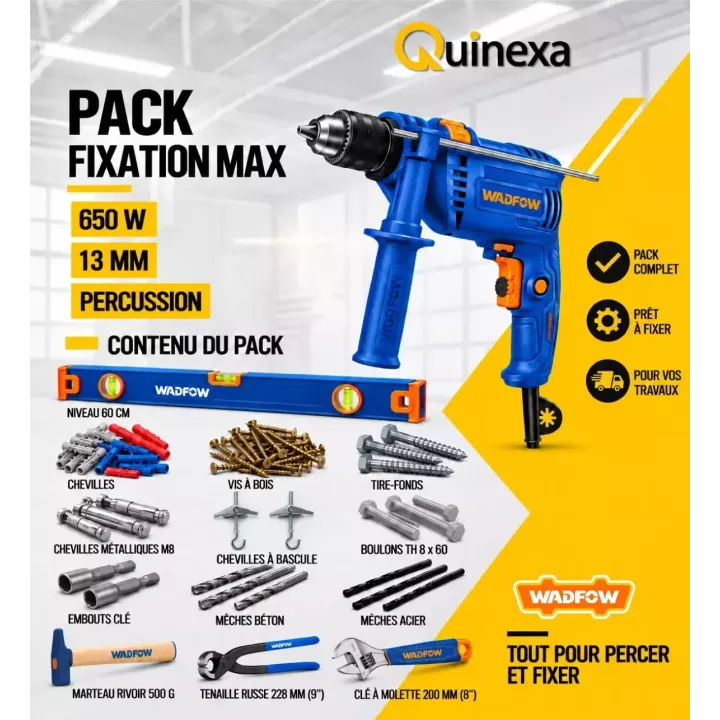 Pack fixation max perceuse chevilles et outillage à main