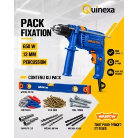 Pack fixation perceuse 13 mm avec chevilles vis et mèches