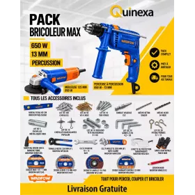 Pack bricoleur max perceuse meuleuse et outillage à main