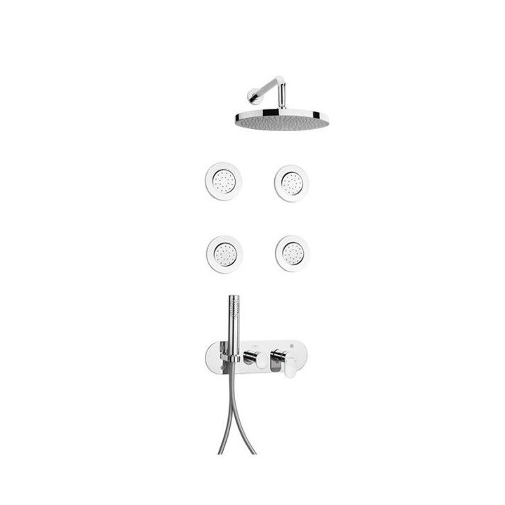 KIT MITIGEUR DE DOUCHE ENCASTRÉ AVEC HYDROMASSAGE 4 BUSES CYLINDRIQUES SFAX SOPAL