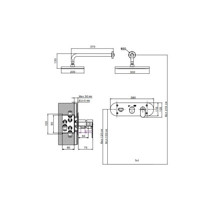 KIT MITIGEUR DE DOUCHE ENCASTRÉ AVEC INVERSEUR SFAX SOPAL KIT MITIGEUR DE DOUCHE ENCASTRÉ AVEC INVERSEUR SFAX SOPAL