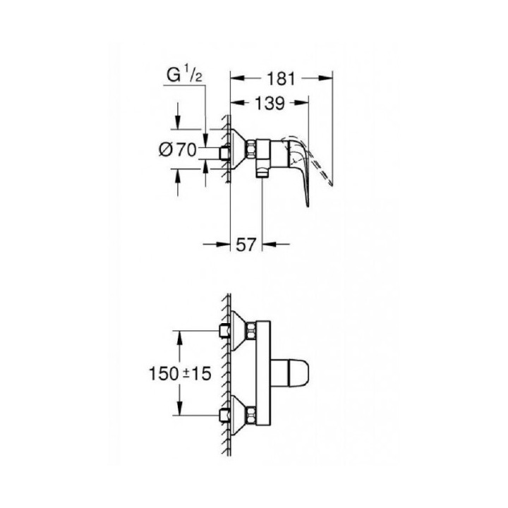 MITIGEUR DE DOUCHE EUROECO CHROMÉ GROHE MITIGEUR DE DOUCHE EUROECO CHROMÉ GROHE