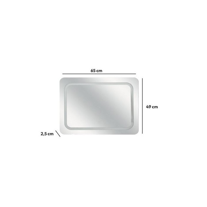 MIROIR MURAL RECTANGLE À LED TACTILE 65X49CM 5FIVE