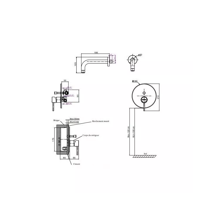 MITIGEUR DE BAIN-DOUCHE ENCASTRÉ BIZERTE SOPAL