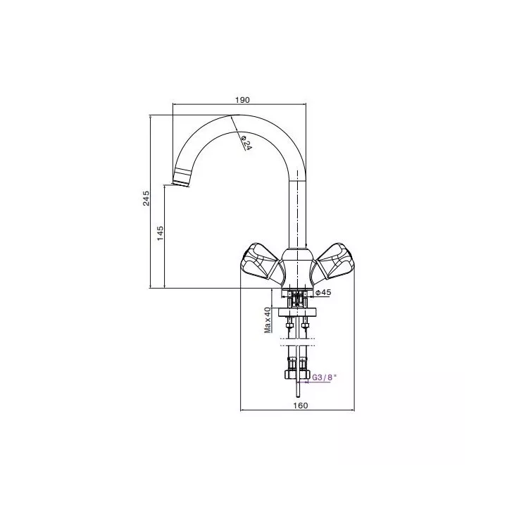 MÉLANGEUR DE LAVABO BEC ROND TOZEUR SOPAL MÉLANGEUR DE LAVABO BEC ROND TOZEUR SOPAL
