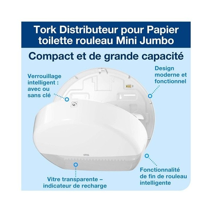 MINI DISTRIBUTEUR DE PAPIER TOILETTE JUMBO T2 TORK MINI DISTRIBUTEUR DE PAPIER TOILETTE JUMBO T2 TORK