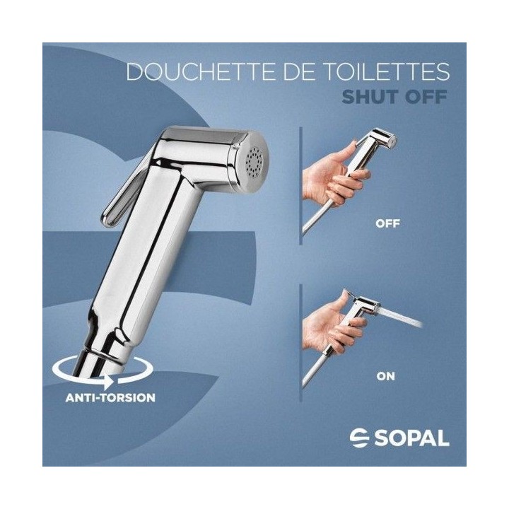 KIT POUR DOUCHETTE DE TOILETTE CHROMÉE SHUT OFF SOPAL KIT POUR DOUCHETTE DE TOILETTE CHROMÉE SHUT OFF SOPAL