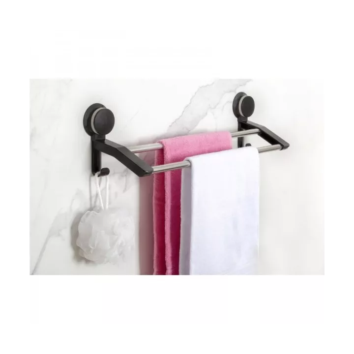PORTE-SERVIETTE À VENTOUSE NOIR AVEC 2 BRANCHES EN INOX EJIM PORTE-SERVIETTE À VENTOUSE NOIR AVEC 2 BRANCHES EN INOX EJIM