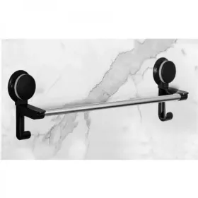PORTE-SERVIETTE À VENTOUSE NOIR AVEC BRANCHE EN INOX EJIM