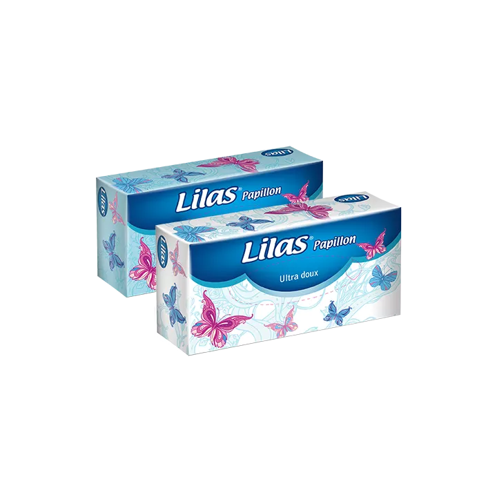 DISTRIBUTEUR DE MOUCHOIR DESIGN PAPILLON 100 PIÈCES LILAS