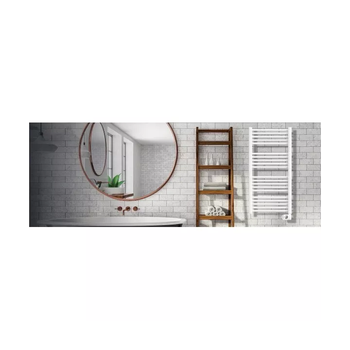 SÈCHE SERVIETTES ÉLECTRIQUE AVEC THERMOSTAT 750W 1100*505 BLANC HJM