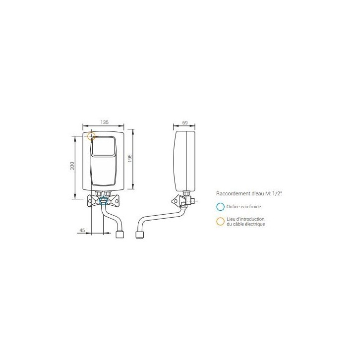 CHAUFFE EAU ÉLECTRIQUE INSTANTANÉ 3.5KW KOSPEL CHAUFFE EAU ÉLECTRIQUE INSTANTANÉ 3.5KW KOSPEL