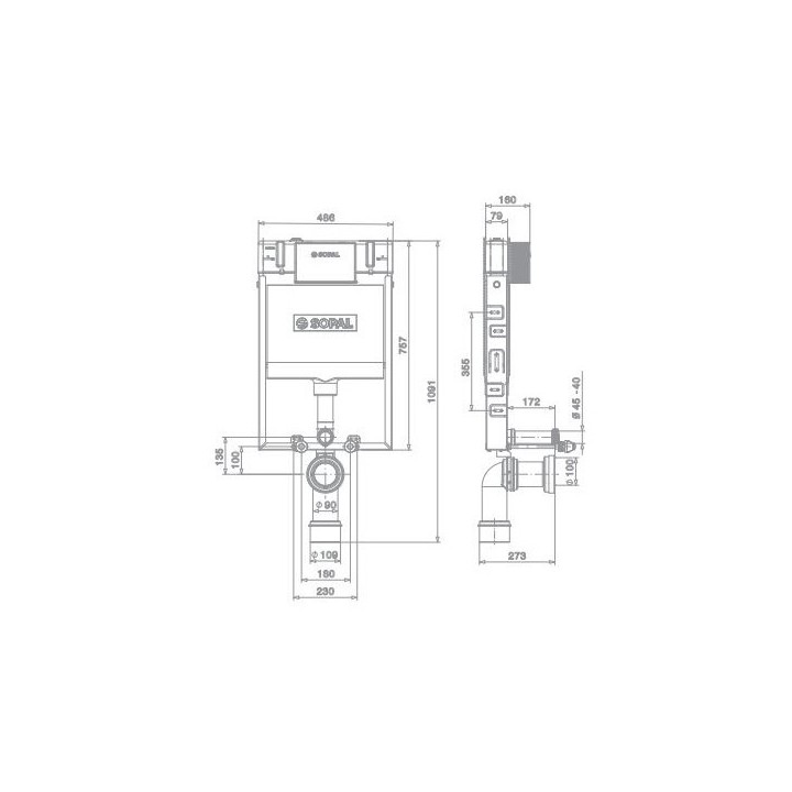 BÂTI-SUPPORT SLIM80 SANS PLAQUE SOPAL BÂTI-SUPPORT SLIM80 SANS PLAQUE SOPAL