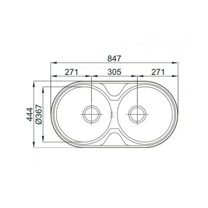 ÉVIER DUETO ENCASTRABLE 2BACS 847*444MM RODI ÉVIER DUETO ENCASTRABLE 2BACS 847*444MM RODI