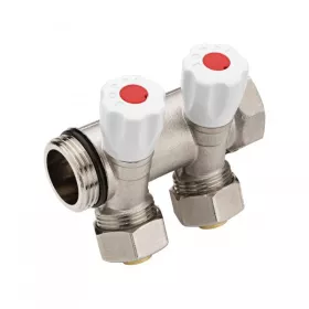 COLLECTEUR INCLINÉ 2 VANNES 26/34 E36 PEX16 ROUGE SOPAL