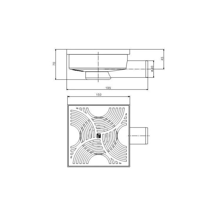 SIPHON DE SOL GRILLE EN PLASTIQUE 15*15CM SOPAL