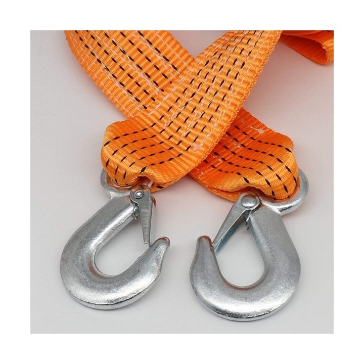SANGLE DE REMORQUAGE EN NYLON AVEC 2 CROCHETS DE SECURITE 3T*4M
