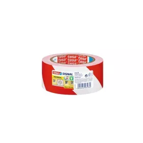 RUBAN ADHÉSIF DE SIGNALISATION BLANC-ROUGE 66Mx55MM TESA