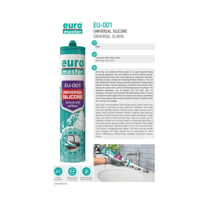 SILICONE UNIVERSEL TRANSPARENT 280G EURO MASTER