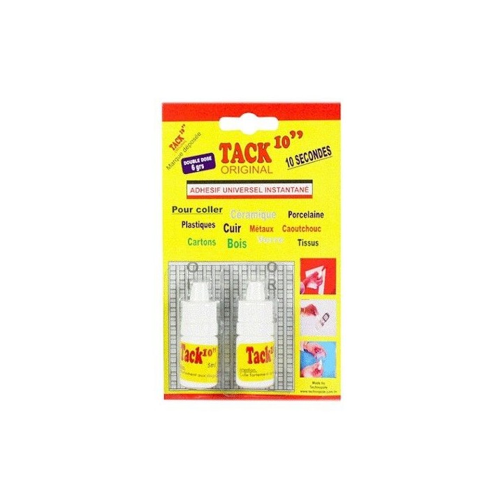 LOT DE 2 TUBES COLLE UNIVERSEL INSTANTANÉ 6GR TACK10