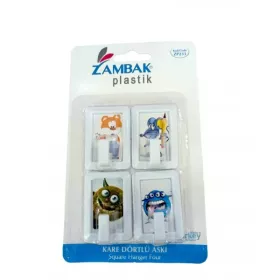 LOT DE 4 CROCHETS ADHÉSIF CARRÉ ZAMBAK