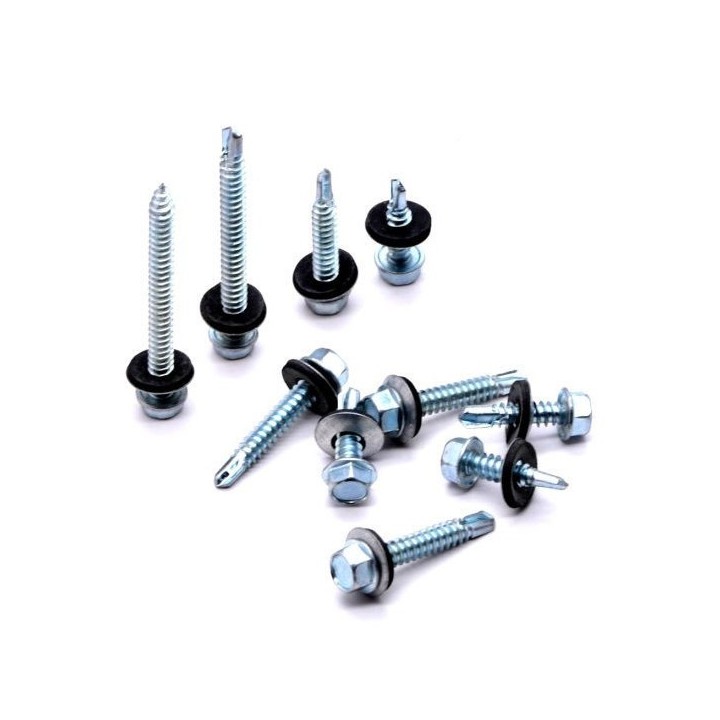 LOT DE 10 VIS AUTOPERCEUSES AVEC RONDELLE TÊTE HEXAGONALE 6.3*50MM BRICOLA