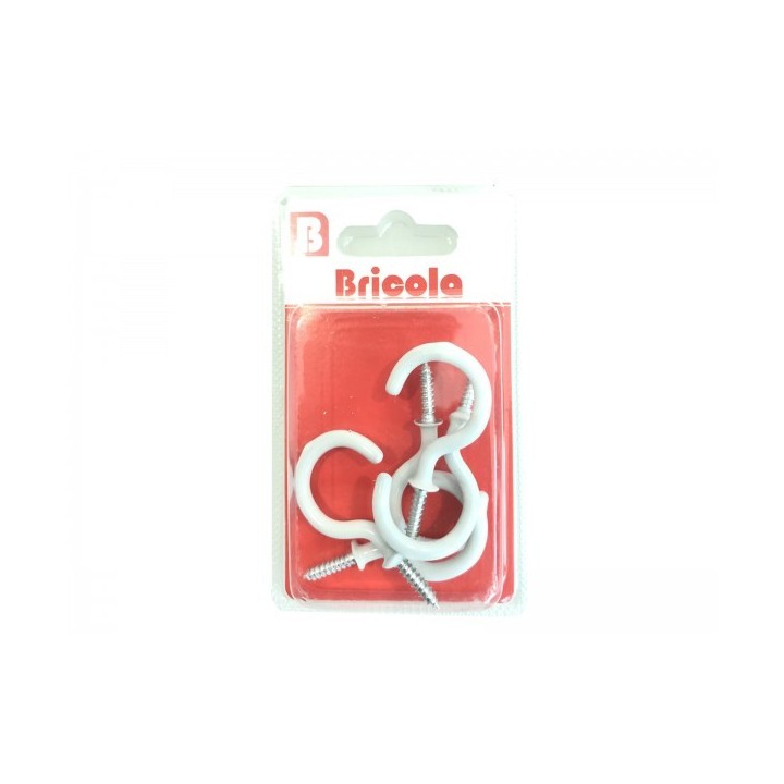 LOT DE 5 PITON À VIS BOIS OEIL OUVERT BLANC Ø 12MM BRICOLA