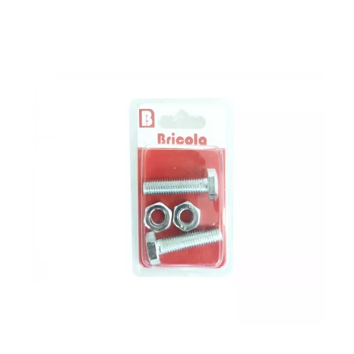 LOT DE 2 BOULONS HEXAGONAUX M10*40MM ACIER ZINGUE BRICOLA