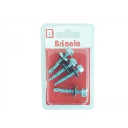 LOT DE 4 VIS AUTOPERCEUSE AVEC RONDELLE TETE HEXAGONALE 6.3*38MM BRICOLA