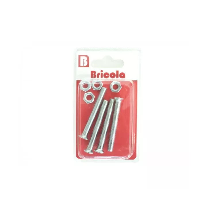 LOT DE 4 BOULON TETE FRAISÉE PLATE M6*50MM ACIER ZINGUE BRICOLA