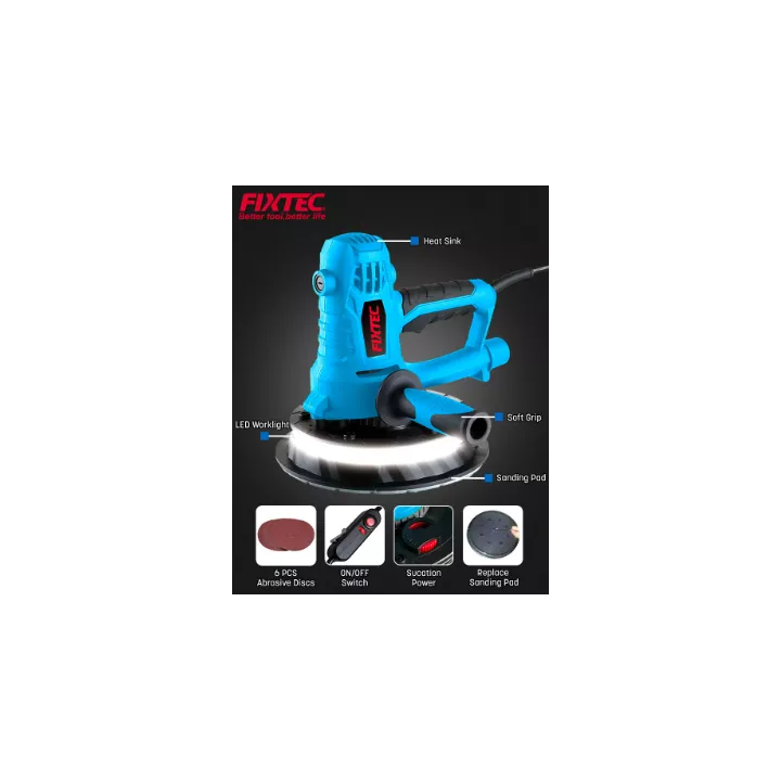PONCEUSE POUR CLOISONS SÈCHES À LUMIÈRE LED 800W 180MM FIXTEC