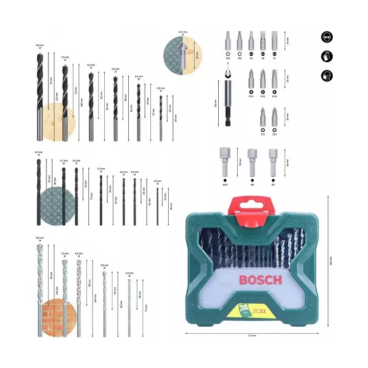 COFFRET DE 33 MÈCHES ET EMBOUTS X-LINE BOSCH COFFRET DE 33 MÈCHES ET EMBOUTS X-LINE BOSCH