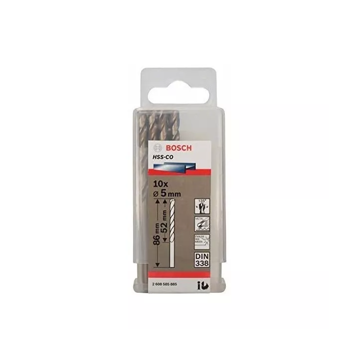 FORET MÉTAL 5MM HSS-CO 10 PIÈCES BOSCH