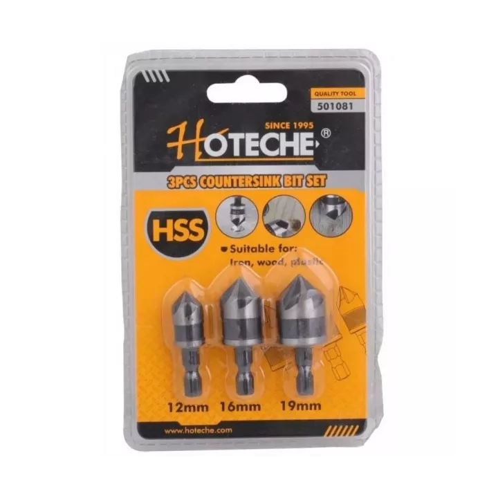 JEU DE 3 EMBOUTS À FRAISER HSS (12,16,19MM) HOTECHE JEU DE 3 EMBOUTS À FRAISER HSS (12,16,19MM) HOTECHE
