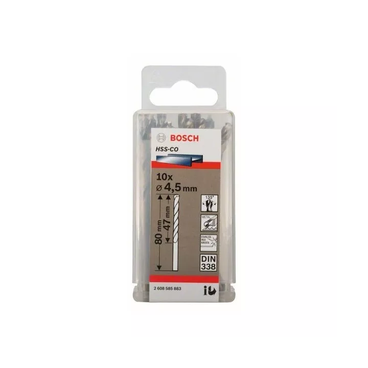 LOT DE 10 FORET MÉTAL 4.5MM HSS-CO BOSCH