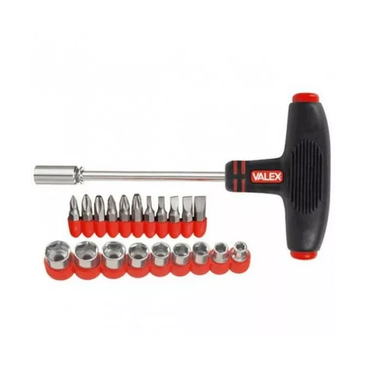 KIT 22 PIÈCES CLÉ À DOUILLE EN T AVEC EMBOUT VALEX