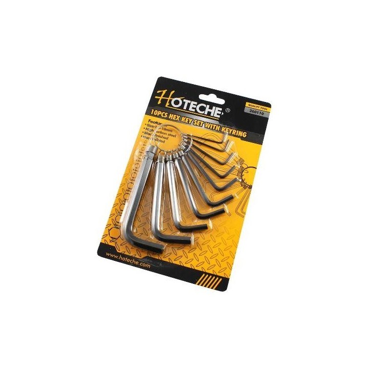 LOT DE 10 CLÉS ALLEN MILLIMÉTRIQUES TYPE PORTE-CLÉS HOTECHE LOT DE 10 CLÉS ALLEN MILLIMÉTRIQUES TYPE PORTE-CLÉS HOTECHE